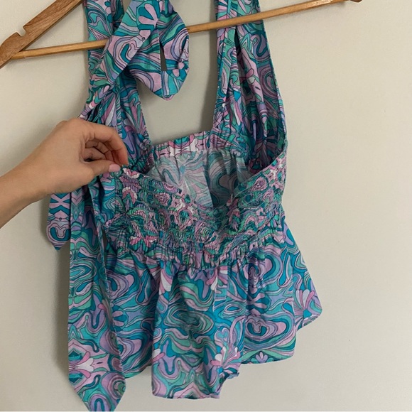 NEW Playa Lucila Printed Halter Cut Out Top Medium - Picture 8 of 10